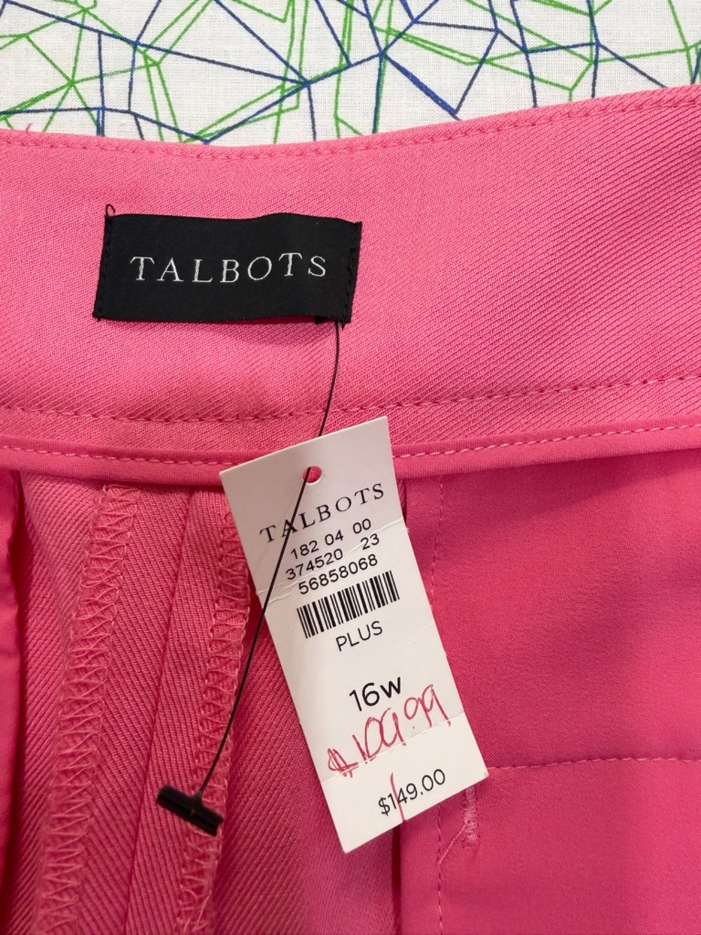 Talbots Greenwich Pant Plus 16W High Waist Wide Leg Full Length NWT Pink - Picture 14 of 14
